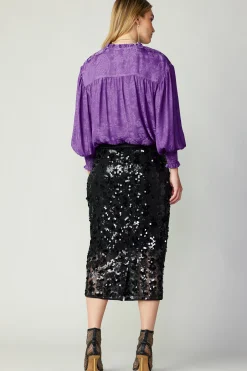 Skirts-Current Air Sequin Pencil Skirt BLACK