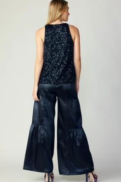 Sleeveless Tops-Current Air Sequin Sleeveless Top SAPPHIREBLUE