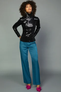 Long Sleeve Tops-Current Air Sequin Turtleneck Top BLACK