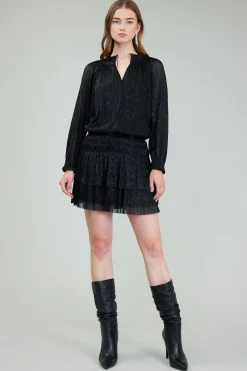 Mini Dresses-Current Air Shimmering Mini Dress BLACK