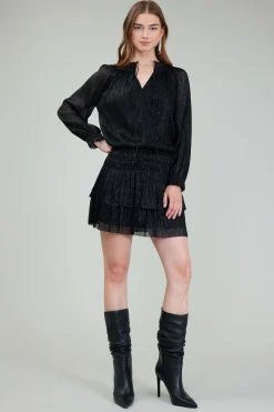 Mini Dresses-Current Air Shimmering Mini Dress BLACK