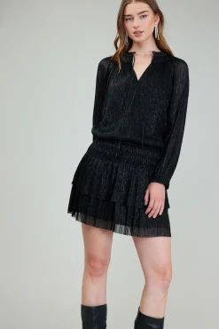 Mini Dresses-Current Air Shimmering Mini Dress BLACK