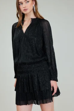 Mini Dresses-Current Air Shimmering Mini Dress BLACK