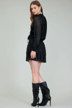 Mini Dresses-Current Air Shimmering Mini Dress BLACK