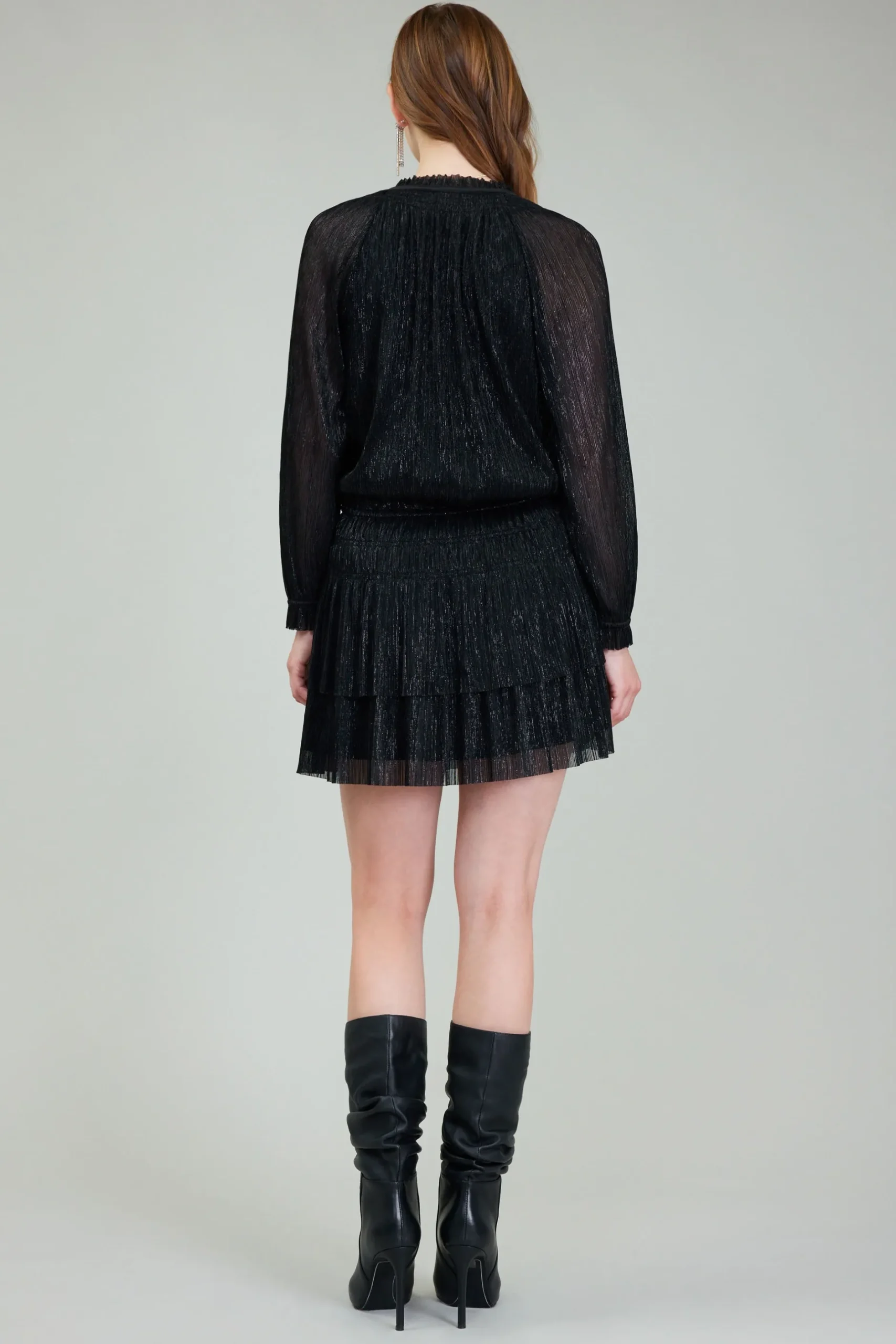 Mini Dresses-Current Air Shimmering Mini Dress BLACK