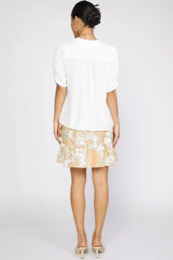 Short Sleeve Tops-Current Air Shirred Sleeve Blouse OFW