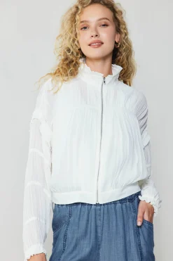 Coats & Jackets-Current Air Shirred Sleeve Jacket CREAMWHITE