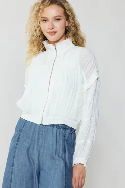 Coats & Jackets-Current Air Shirred Sleeve Jacket CREAMWHITE