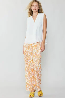 Sleeveless Tops-Current Air Shirred Sleeveless Top CREAMWHITE