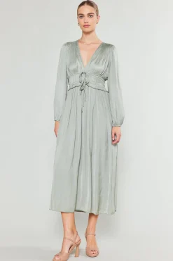 Maxi Dresses-Current Air Sidonie Pleated Maxi Dress SAGE