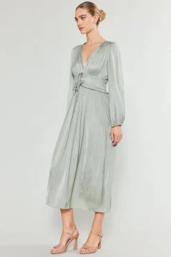 Maxi Dresses-Current Air Sidonie Pleated Maxi Dress SAGE