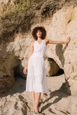 Midi Dresses-Current Air Smocked Waist Halter Midi Dress OFW