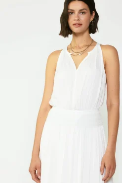 Midi Dresses-Current Air Smocked Waist Halter Midi Dress OFW