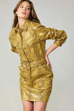 Coats & Jackets-Current Air Snakeskin Shirt Dress SNAKESKINYELLOW