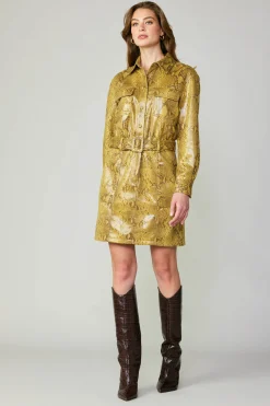 Coats & Jackets-Current Air Snakeskin Shirt Dress SNAKESKINYELLOW