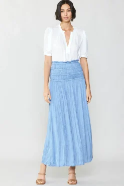 Skirts-Current Air Soft Crinkle Maxi Skirt PERIWINKLEBLUE