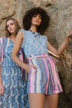 Sleeveless Tops|Sweaters-Current Air Space Dyed Sweater Tank BLUE