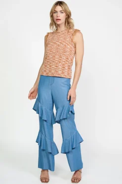 Sleeveless Tops|Sweaters-Current Air Space Dyed Sweater Tank RUST