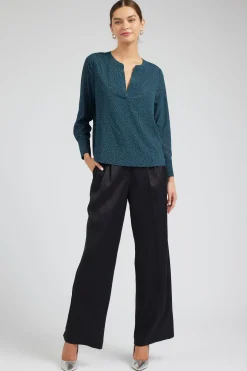 Long Sleeve Tops-Current Air Sparkle Blouse DEEPTEAL
