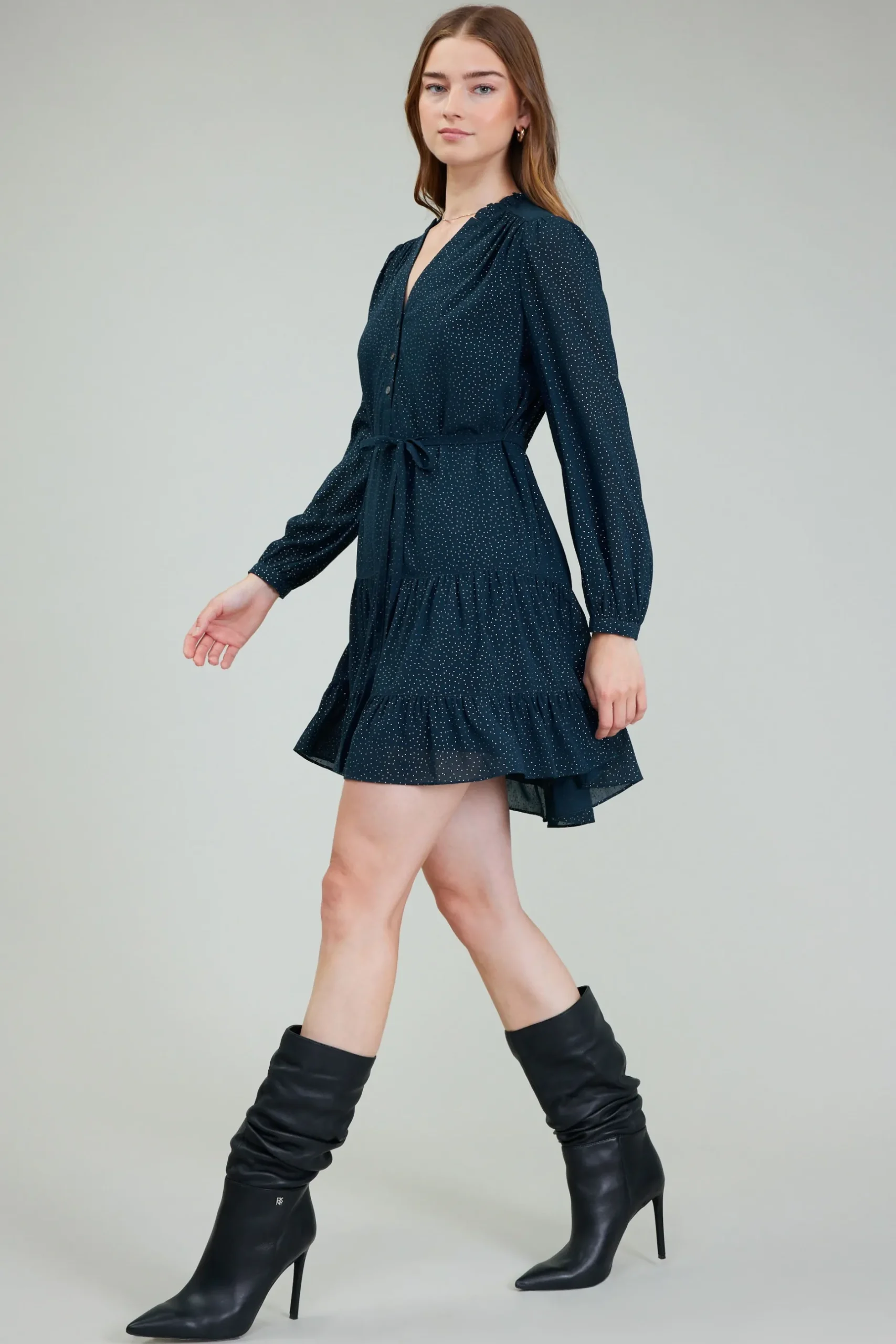 Mini Dresses-Current Air Sparkle Mini Dress DEEPTEAL