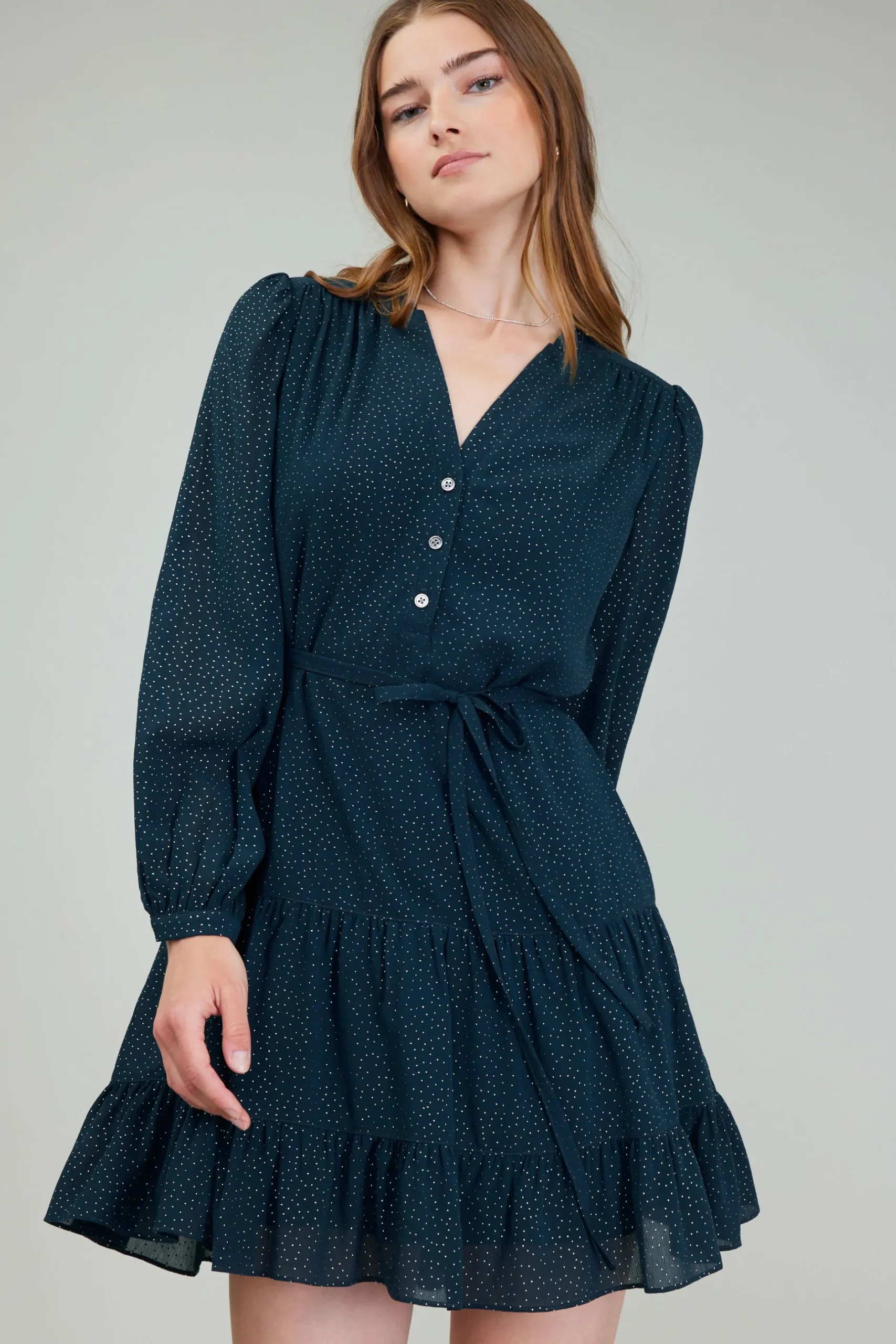 Mini Dresses-Current Air Sparkle Mini Dress DEEPTEAL