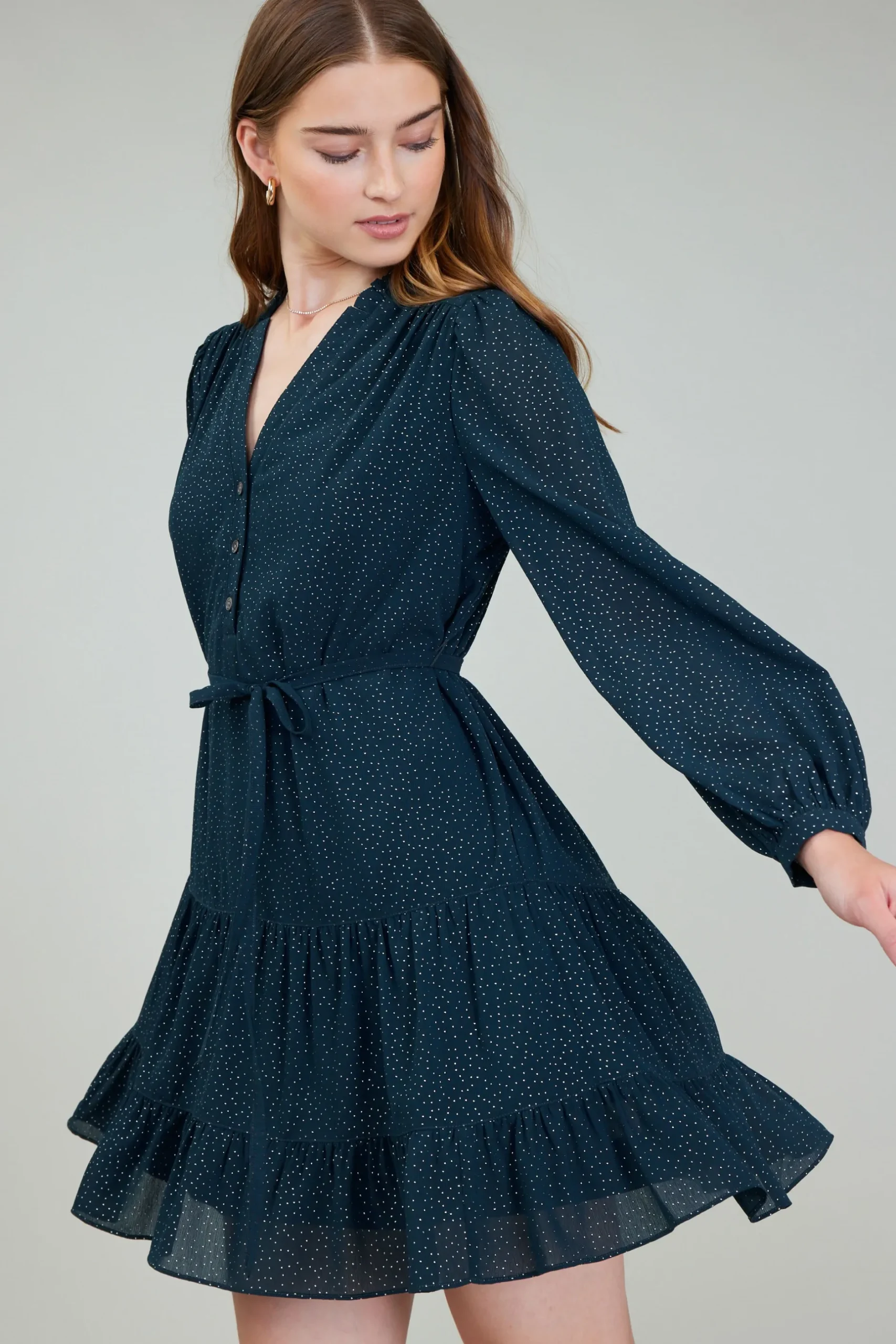 Mini Dresses-Current Air Sparkle Mini Dress DEEPTEAL