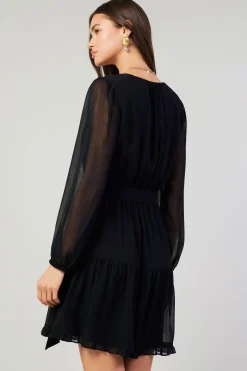 Mini Dresses-Current Air Surplice Mini Dress BLACK