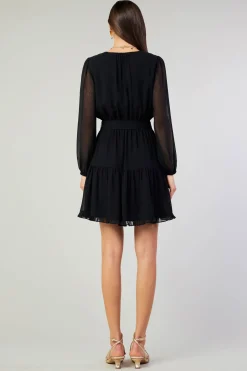 Mini Dresses-Current Air Surplice Mini Dress BLACK
