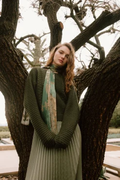 Knitwear-Current Air Sweater & Pleated Dress Set OLIVE