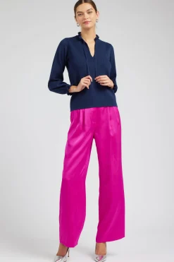 Knitwear|Long Sleeve Tops-Current Air Sweater Style Blouse NAVY