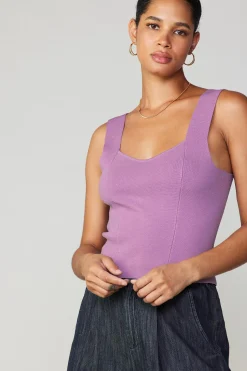 Knitwear|Sleeveless Tops-Current Air Sweetheart Knit Tank Top LILAC