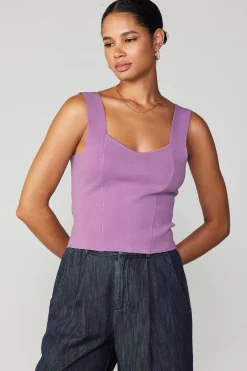 Knitwear|Sleeveless Tops-Current Air Sweetheart Knit Tank Top LILAC