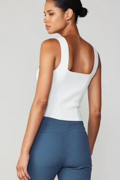 Sleeveless Tops|Sweaters-Current Air Sweetheart Knit Tank Top WHITE