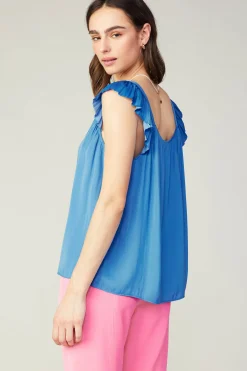 Sleeveless Tops-Current Air Sweetheart Neck Tank Top FADEDBLUE