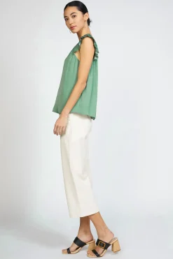 Sleeveless Tops-Current Air Sweetheart Ruffled Top SAGEGREEN
