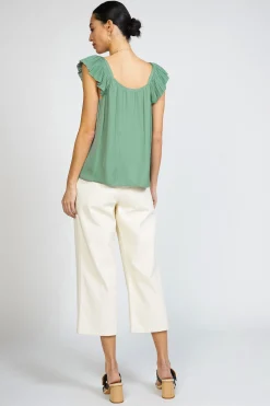 Sleeveless Tops-Current Air Sweetheart Ruffled Top SAGEGREEN