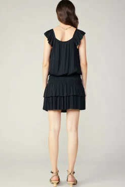 Mini Dresses-Current Air Sweetheart Smocked Mini Dress BLACK