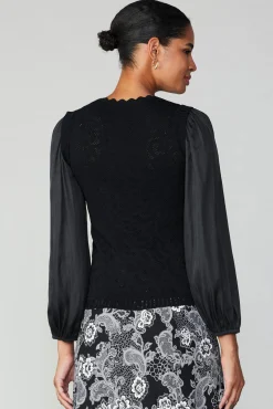 Long Sleeve Tops|Sweaters-Current Air Textural Knit Sweater Top BLACK