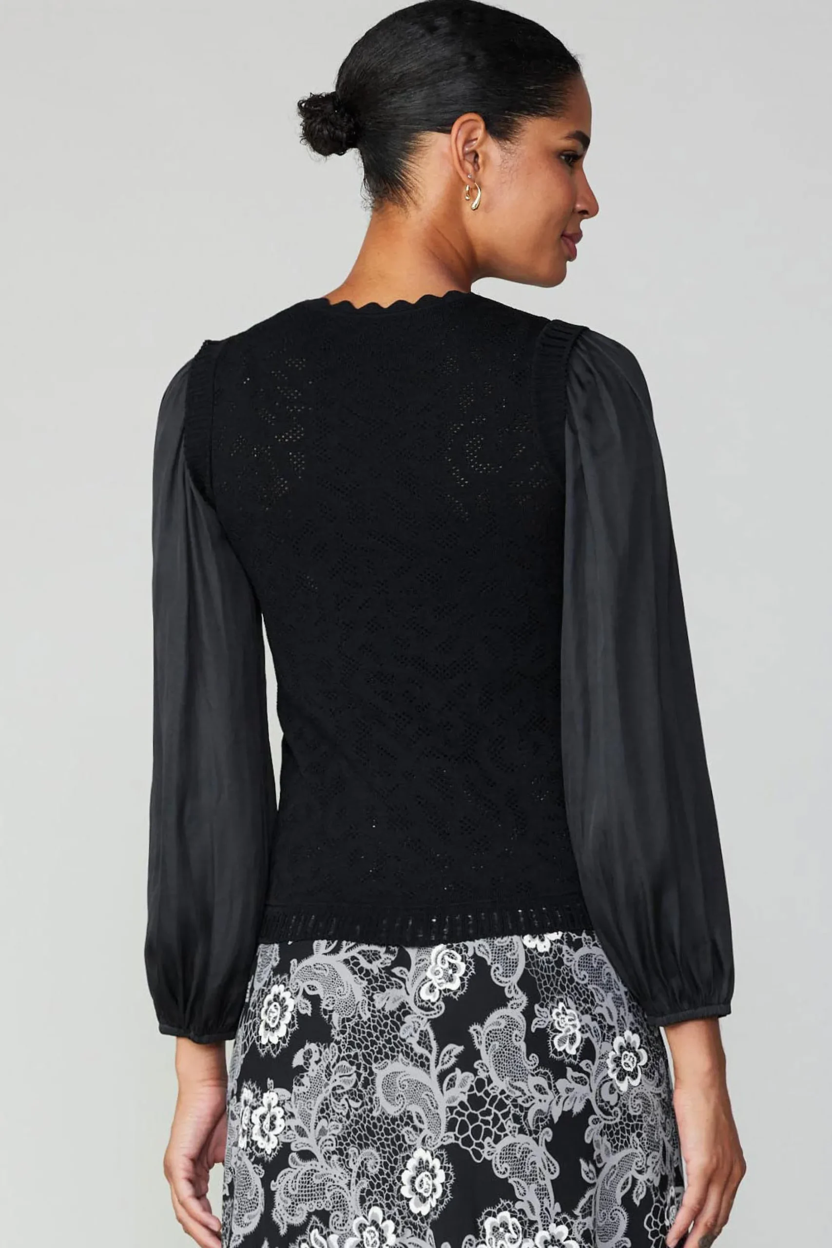 Long Sleeve Tops|Sweaters-Current Air Textural Knit Sweater Top BLACK