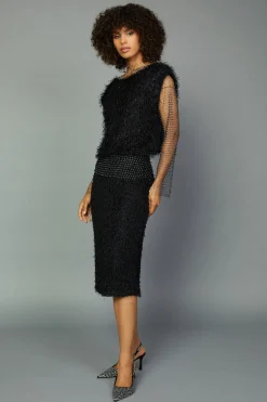 Skirts-Current Air Textured Sparkle Skirt BLACK