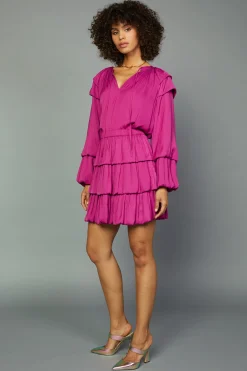 Skirts-Current Air Tiered Mini Skirt FUCHSIA