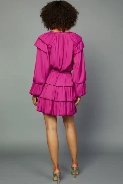 Skirts-Current Air Tiered Mini Skirt FUCHSIA