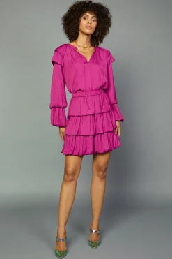 Skirts-Current Air Tiered Mini Skirt FUCHSIA