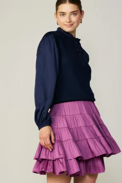 Skirts-Current Air Tiered Mini Skirt MULBERRY