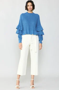 Sweaters-Current Air Tiered Sleeve Sweater BLUE