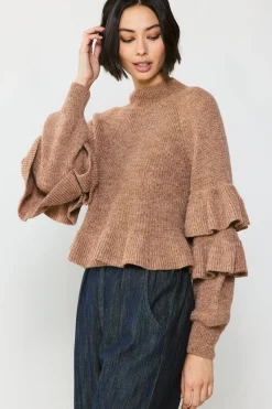Sweaters-Current Air Tiered Sleeve Sweater LATTE