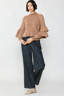Sweaters-Current Air Tiered Sleeve Sweater LATTE