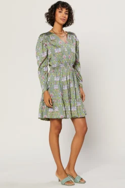 Mini Dresses-Current Air Tile Print Mini Dress GREENMULTI