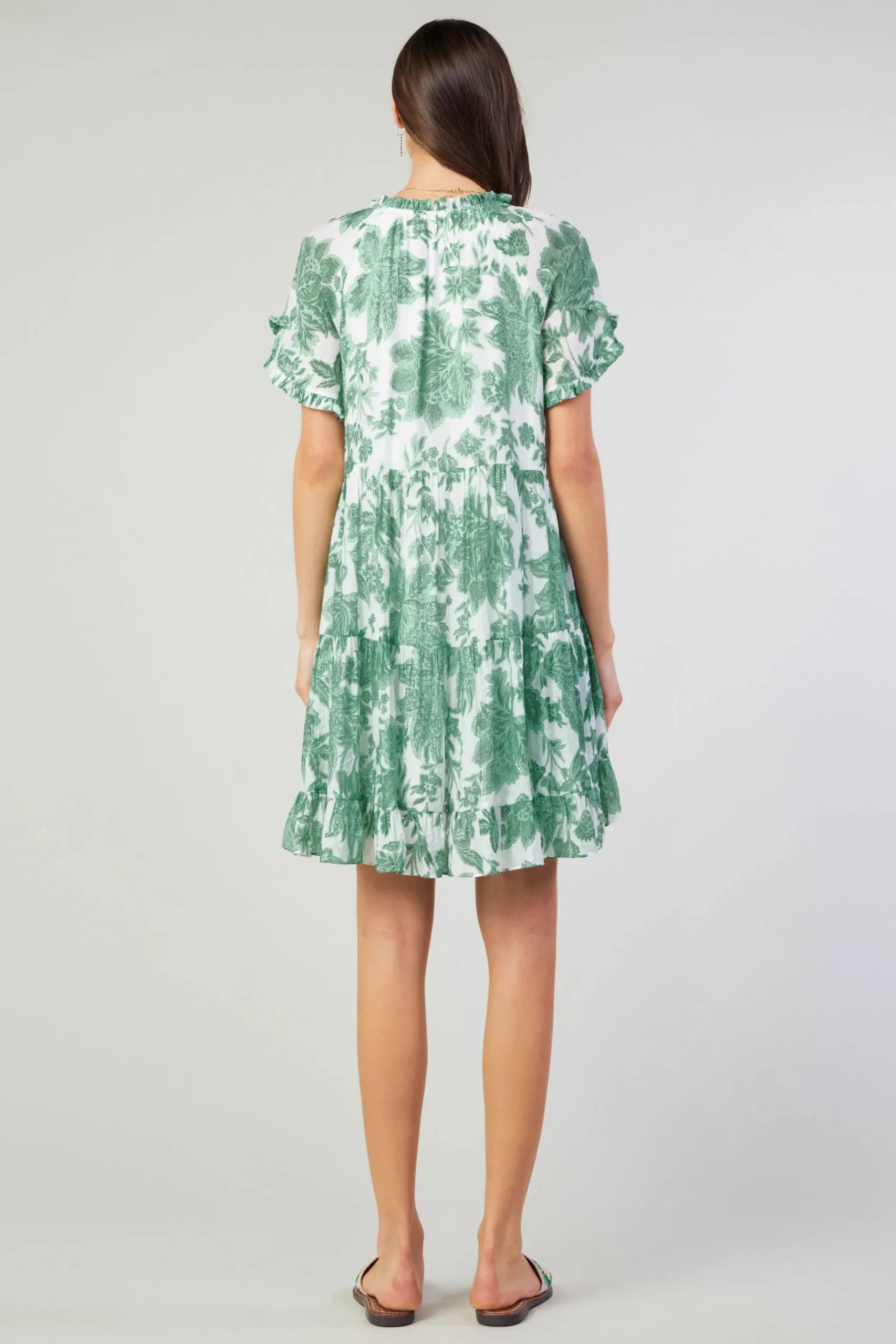 Midi Dresses|Mini Dresses-Current Air Tulip Jacquard Mini Dress GREENFLORAL