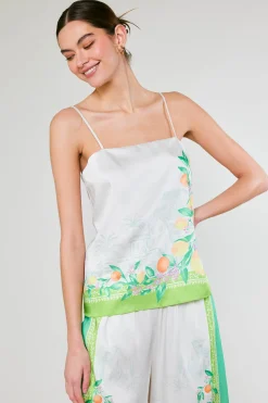 Sleeveless Tops-Current Air Tuscan Citrus Cami GREENLEMONGARDEN